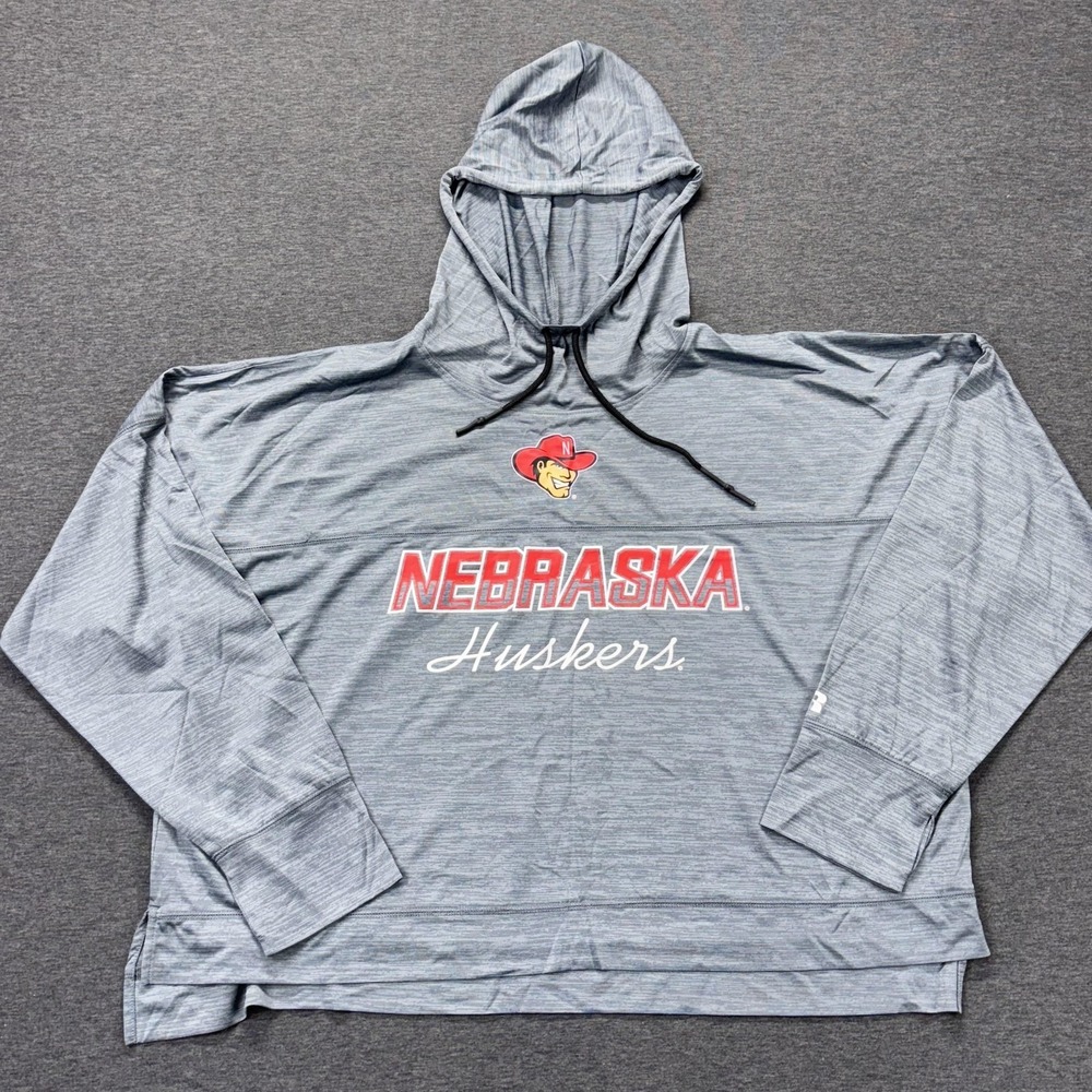 Nebraska Cornhuskers Shirt Womens 2XL Gray NCAA Football Russell Hooded